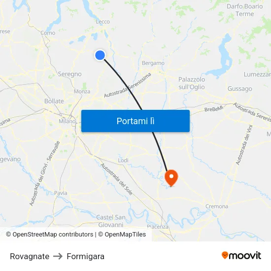 Rovagnate to Formigara map