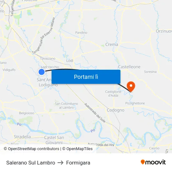 Salerano Sul Lambro to Formigara map