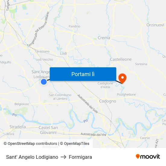 Sant' Angelo Lodigiano to Formigara map