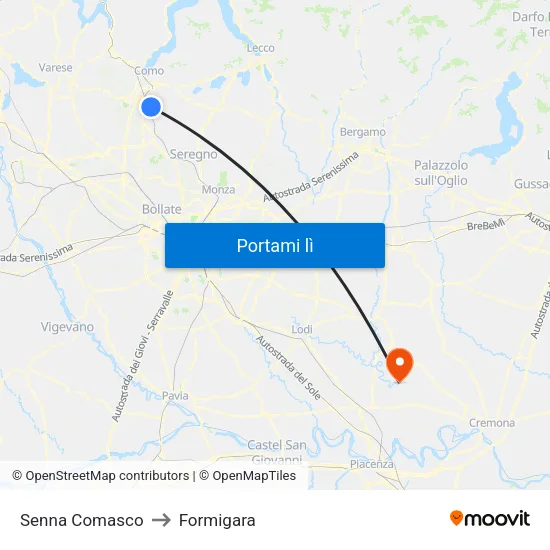 Senna Comasco to Formigara map