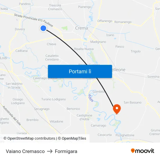 Vaiano Cremasco to Formigara map