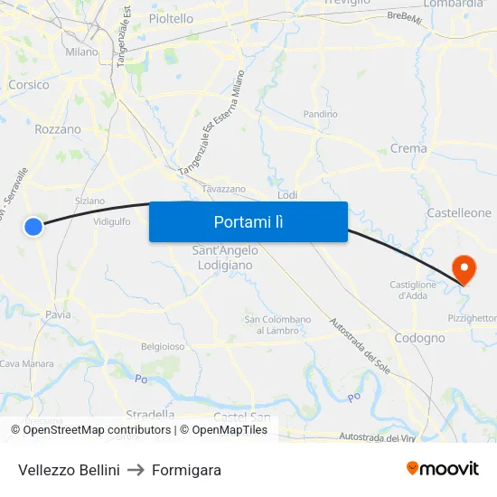 Vellezzo Bellini to Formigara map