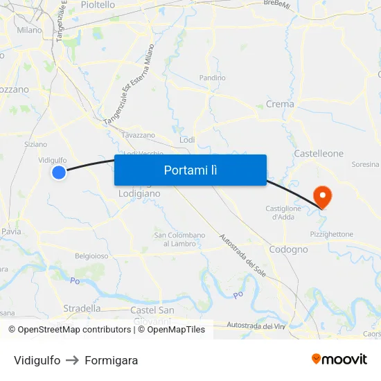 Vidigulfo to Formigara map