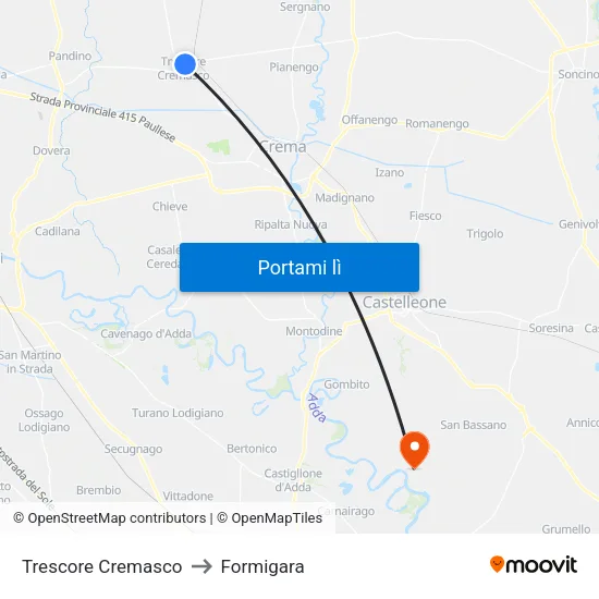 Trescore Cremasco to Formigara map