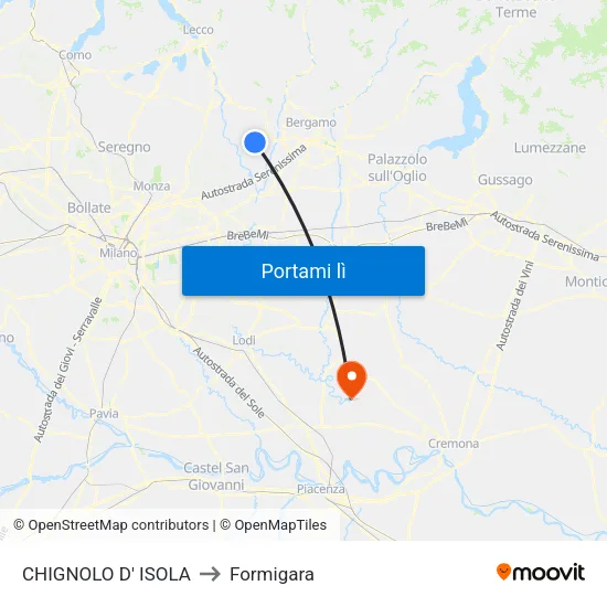 CHIGNOLO D' ISOLA to Formigara map