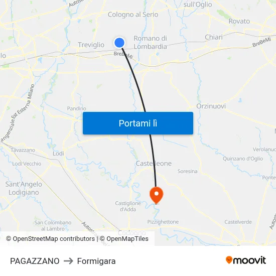PAGAZZANO to Formigara map