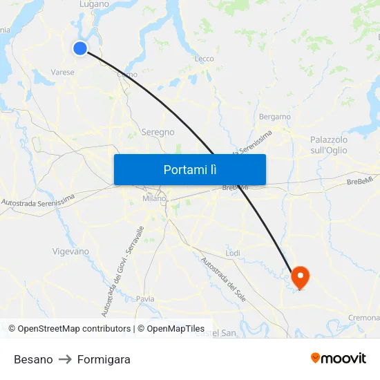 Besano to Formigara map