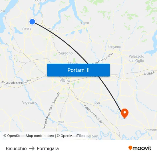Bisuschio to Formigara map