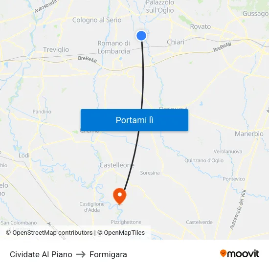 Cividate Al Piano to Formigara map