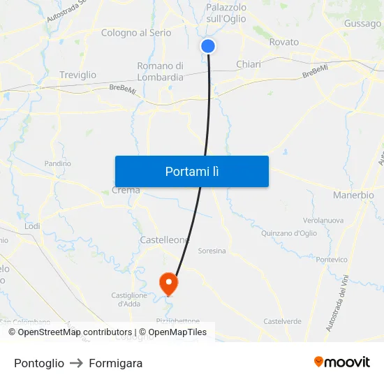 Pontoglio to Formigara map