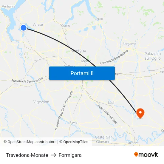 Travedona-Monate to Formigara map