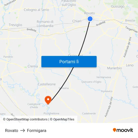 Rovato to Formigara map