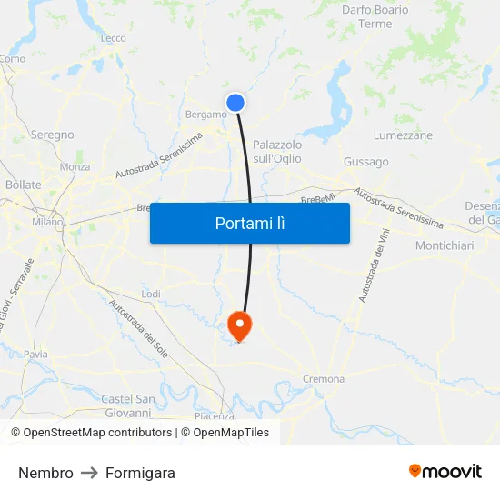 Nembro to Formigara map