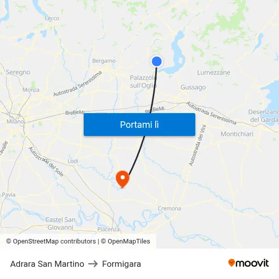 Adrara San Martino to Formigara map