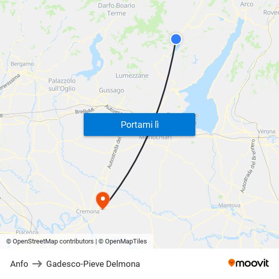 Anfo to Gadesco-Pieve Delmona map