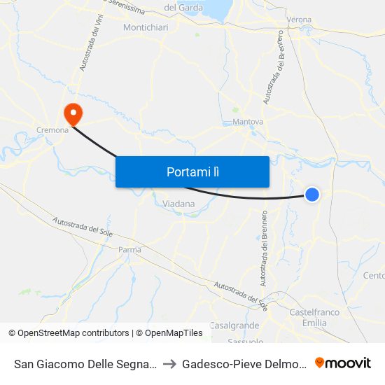 San Giacomo Delle Segnate to Gadesco-Pieve Delmona map