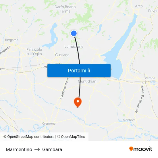 Marmentino to Gambara map