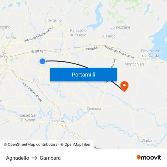 Agnadello to Gambara map