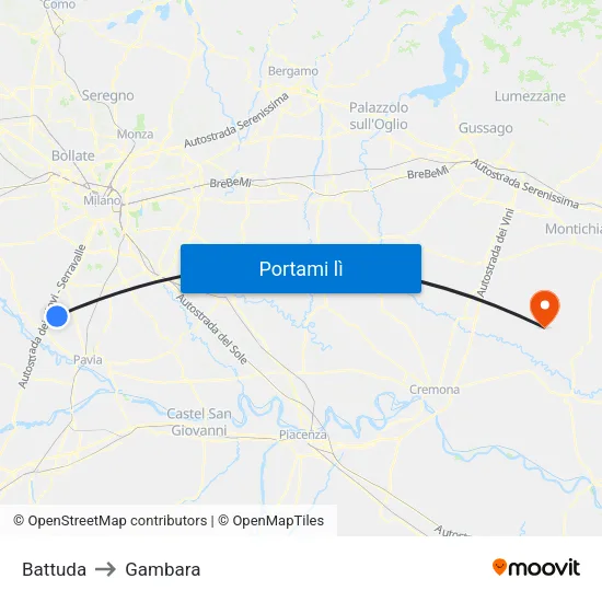 Battuda to Gambara map