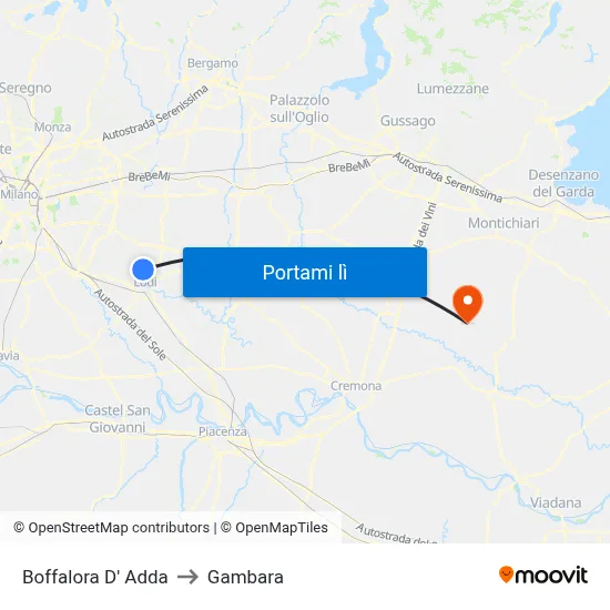 Boffalora D' Adda to Gambara map