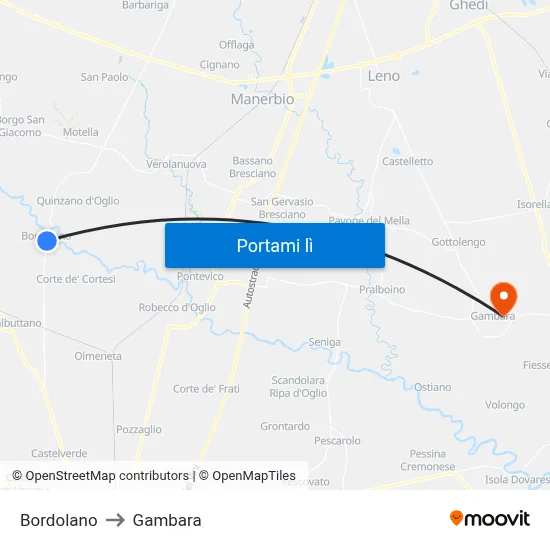 Bordolano to Gambara map
