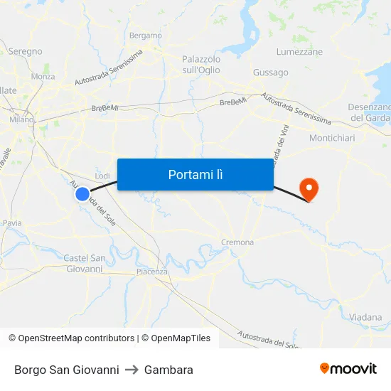 Borgo San Giovanni to Gambara map