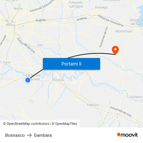 Bosnasco to Gambara map