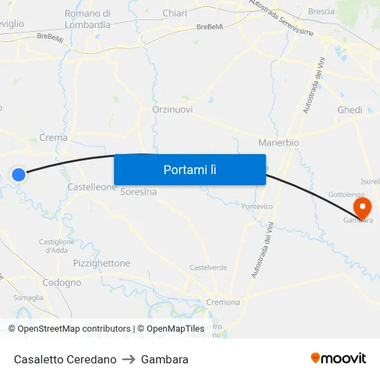 Casaletto Ceredano to Gambara map