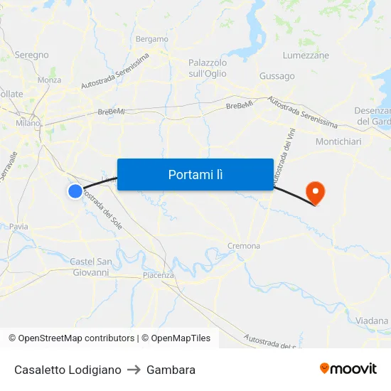 Casaletto Lodigiano to Gambara map