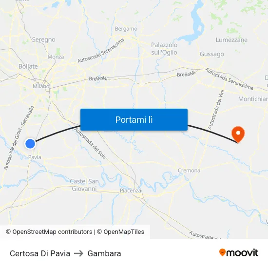 Certosa Di Pavia to Gambara map