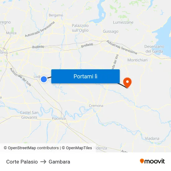 Corte Palasio to Gambara map