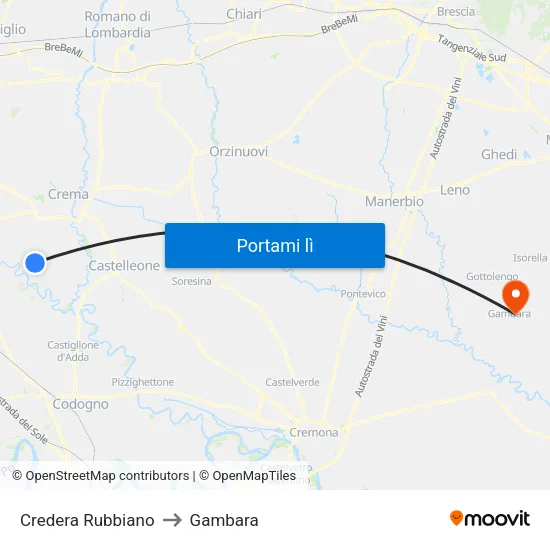 Credera Rubbiano to Gambara map