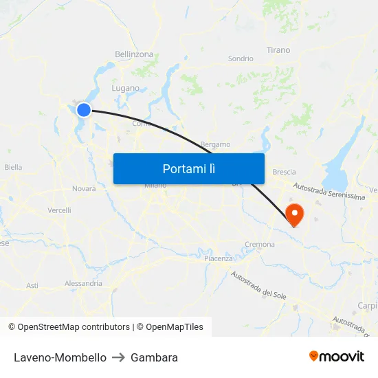 Laveno-Mombello to Gambara map
