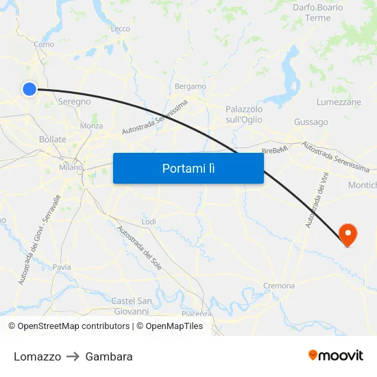 Lomazzo to Gambara map