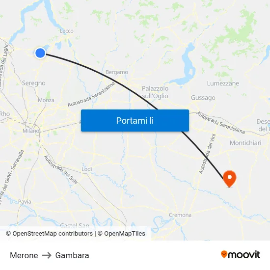 Merone to Gambara map