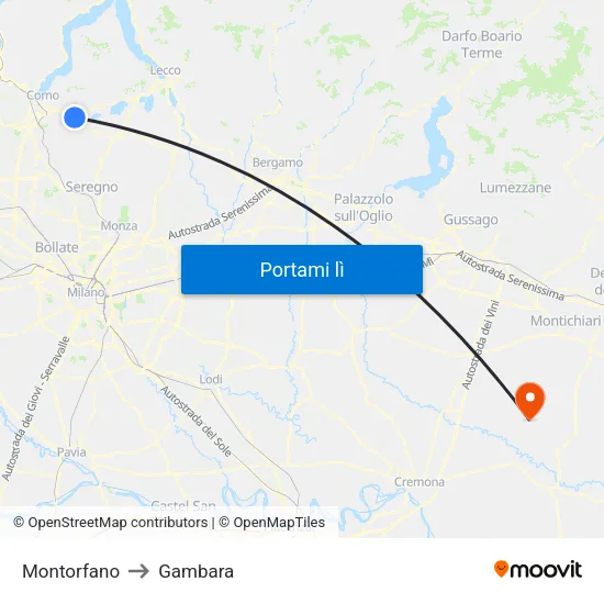 Montorfano to Gambara map