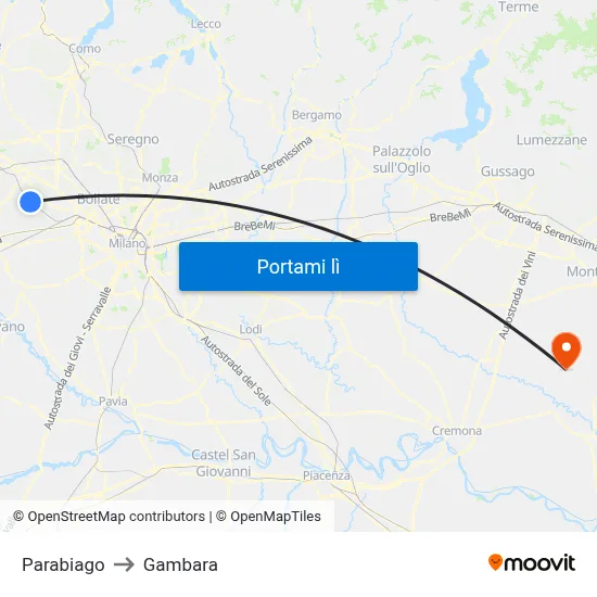Parabiago to Gambara map