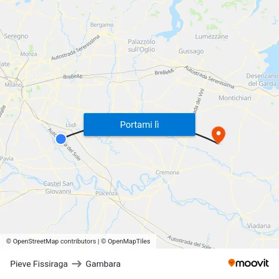 Pieve Fissiraga to Gambara map