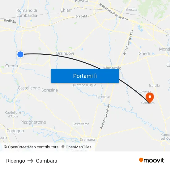 Ricengo to Gambara map