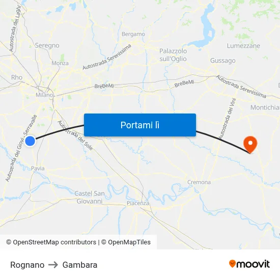 Rognano to Gambara map