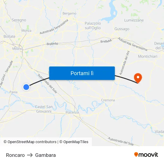 Roncaro to Gambara map