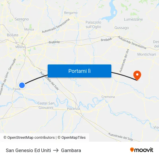 San Genesio Ed Uniti to Gambara map