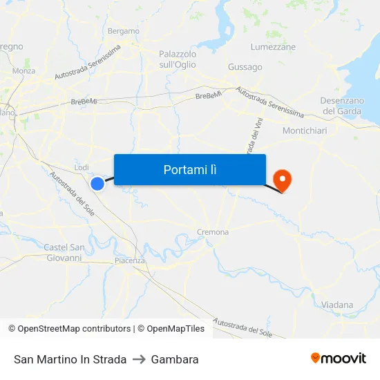 San Martino In Strada to Gambara map