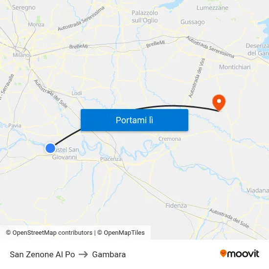 San Zenone Al Po to Gambara map