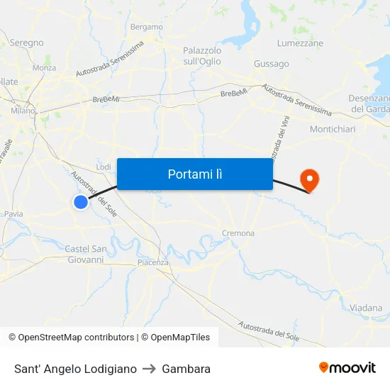 Sant' Angelo Lodigiano to Gambara map