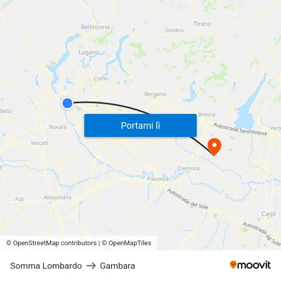 Somma Lombardo to Gambara map