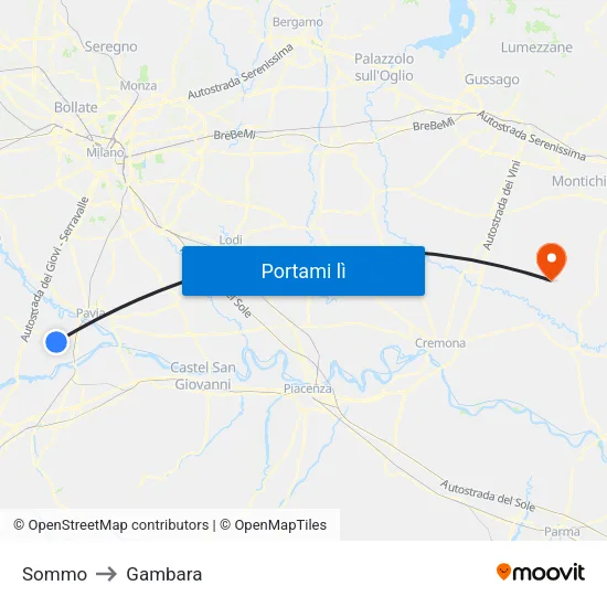 Sommo to Gambara map