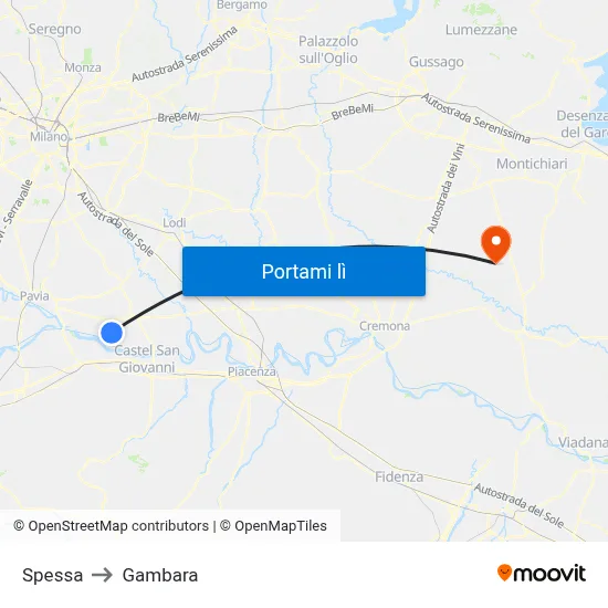 Spessa to Gambara map