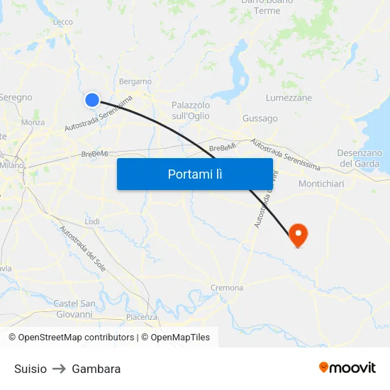 Suisio to Gambara map