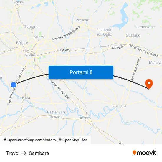 Trovo to Gambara map